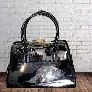 Elegant Black Patent Leather Shoulder Bag